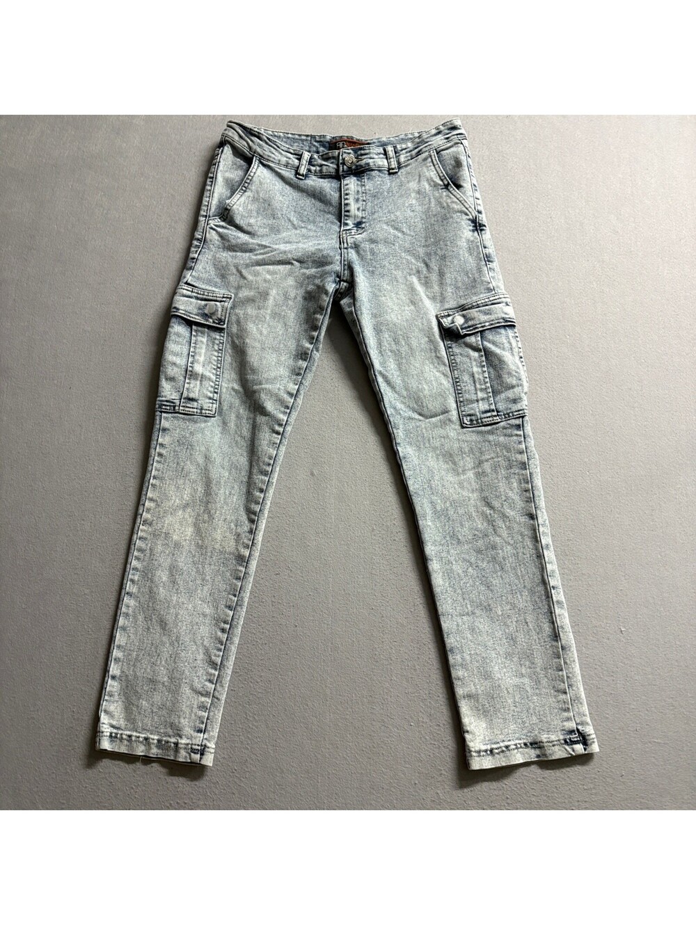 Refinery Republic Cargo Jeans Womens 30 Acid Wash Blue Denim Utility Pockets